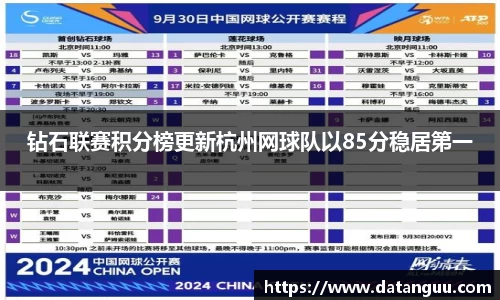 钻石联赛积分榜更新杭州网球队以85分稳居第一
